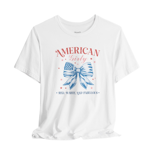 American girly red, white and fabulous t-shirt product details