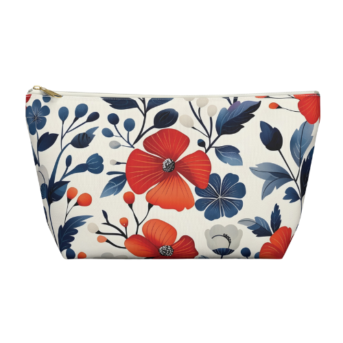 Red, White & Blue Floral Accessory Pouch Product Details