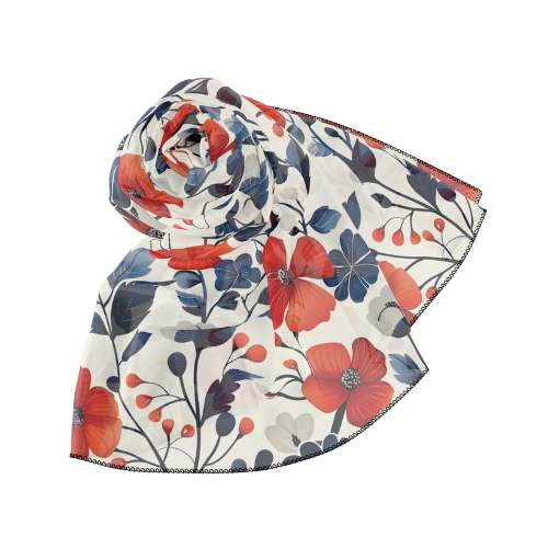 Red, White & Blue Floral Scarf Product Details