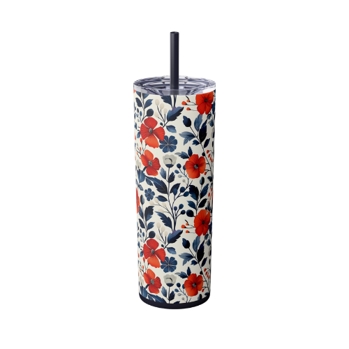 red, white & blue florals 20oz straw tumbler product details