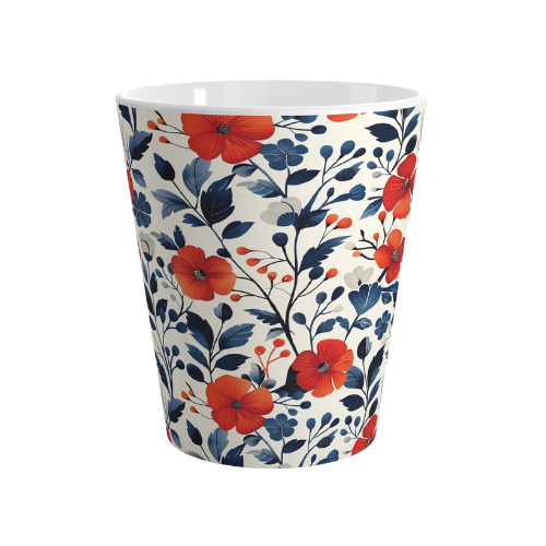 red, white & blue florals latte mug product details