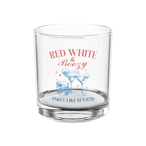 Red White Boozy Party Like It's 1776 10oz whiskey glass product details