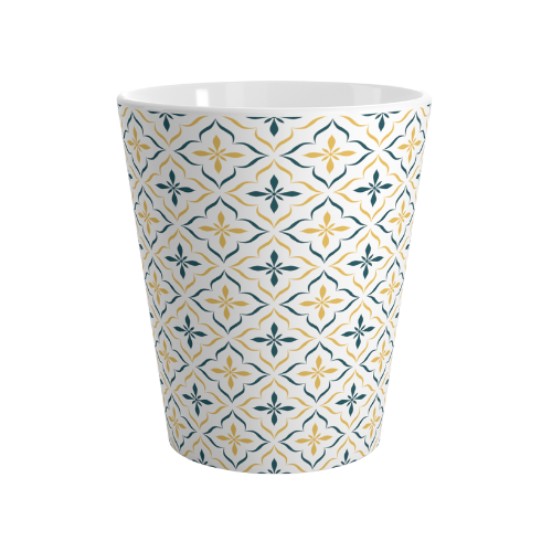 Floral Tile (Teal and Yellow) Latte Mug Product Details