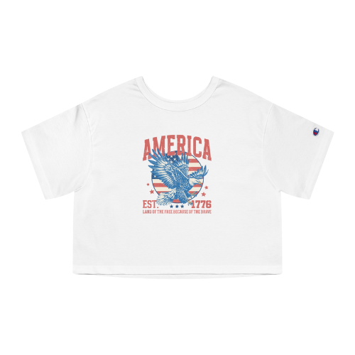 America - home of the free because of the brave crop top product details