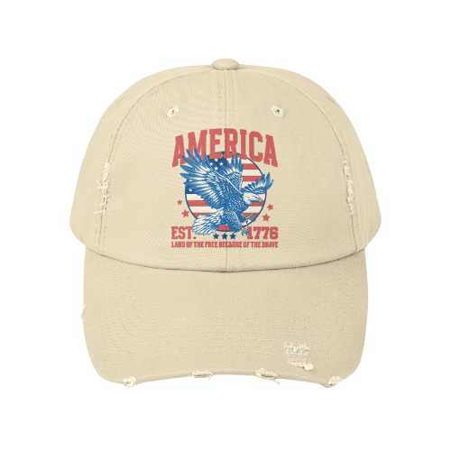 America Land of the Free because of the brave distressed baseball cap product details