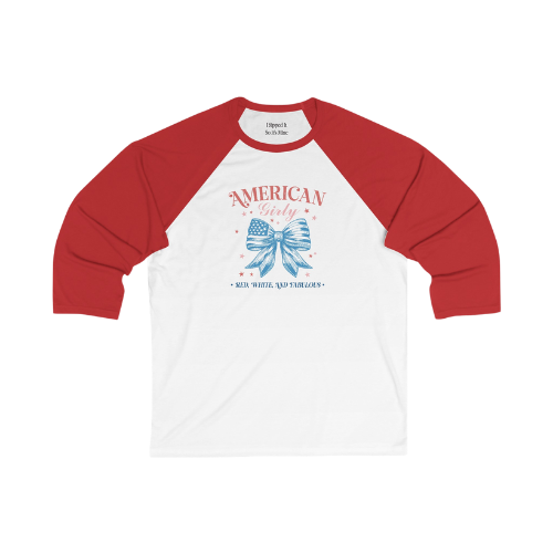 American Girly red, white, and fabulous baseball tee product details