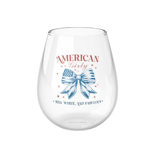 American Girly red, white, and fabulous stemless wine glass product details