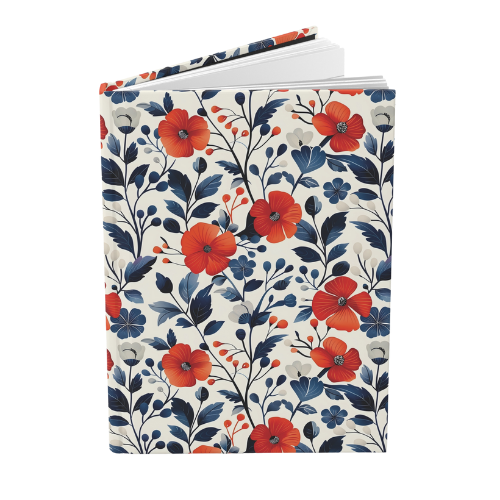 Red, White, Blue Floral Hardcover Journal product details