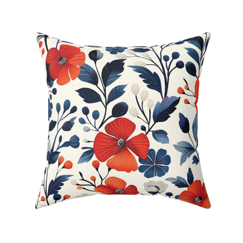 red, white & blue floral throw pillow product details