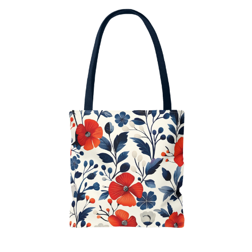 Red, White & Blue Floral Tote Bag product details